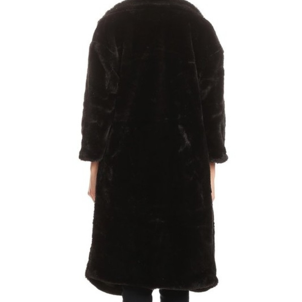 BLACK FAUX FUR COAT - Picture 2 of 4